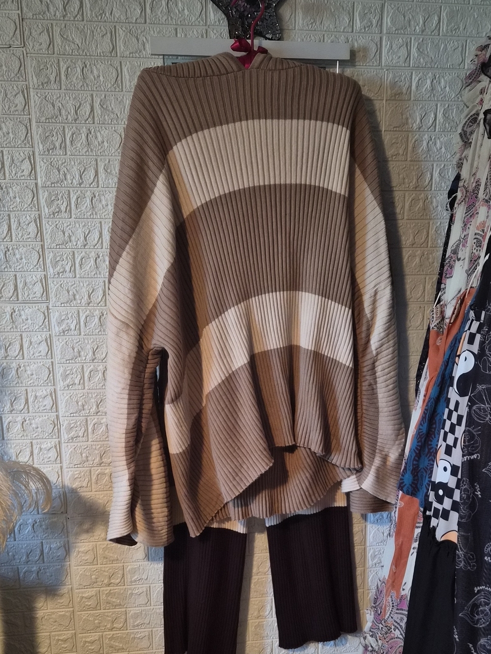 Women’s Kami Taupe & Cream Striped Ribbed Sweater set free people beach